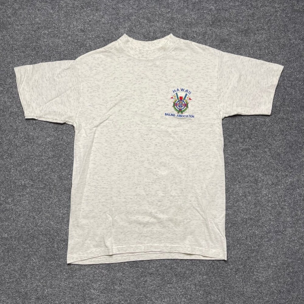 Vintage Mens Hawaii Sailing Association Belton T-Shirt White Heathered USA M